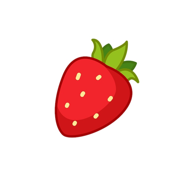 Fresa Ilustración vectorial de una fruta en un estilo infantil de dibujos animados Clipart divertido aislado