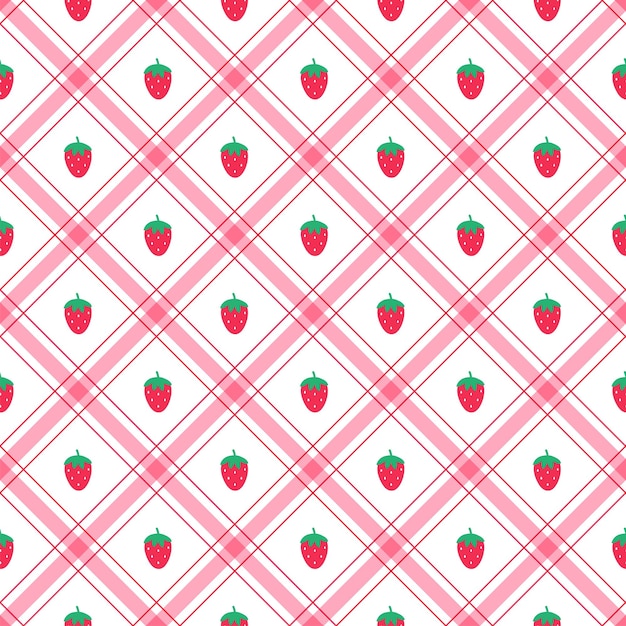 Fresa linda Fruta roja Elemento Rojo Verde Raya diagonal Línea Inclinación Cuadros a cuadros Tartán BG