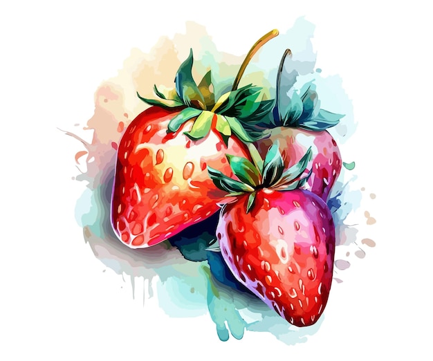 Vector fresas acuarela clipart