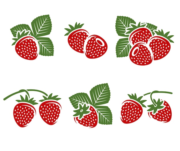 fresas, conjunto, vector