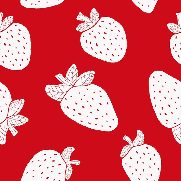 Fresas en estilo escandinavo arte popular estilo rústico Textura de patrones sin fisuras Vector