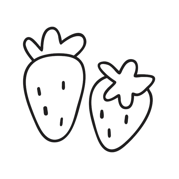 Fresas Icono de contorno aislado Ilustración sobre fondo blanco