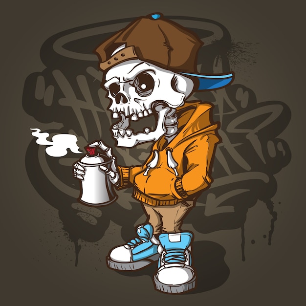 fresco, esqueleto, graffiti, charracter