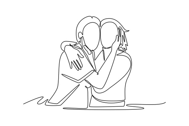 Friendship concept Single line draw design Vector graphic illustration