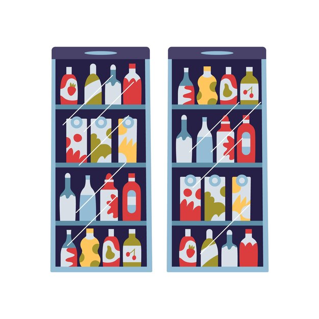 Frigoríficos con bebidas en un supermercado o en una tienda