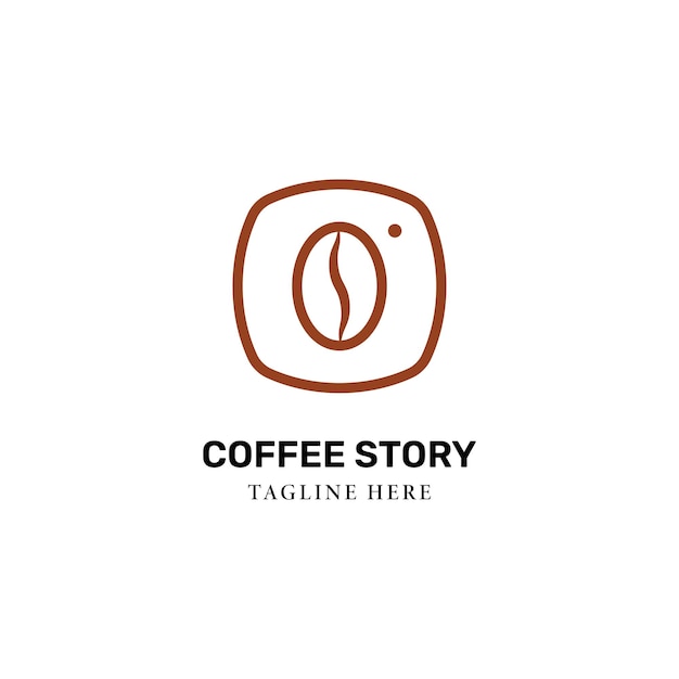 Frijol y cámara para plantilla de vector de diseño de logotipo de historia de fotografía de café