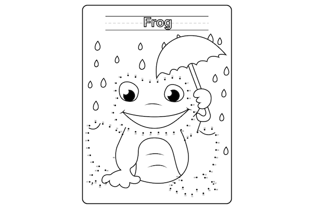 Vector frog punto a punto página de colorear para niños