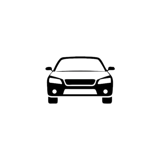 Front View Black and White Car Icon Illustration For Automotive or Transportation Needs