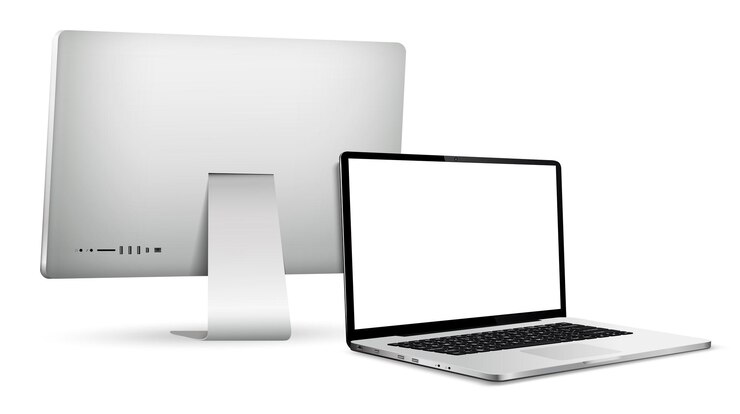 Vector frontal de portátil con vistas traseras de la pantalla de la computadora