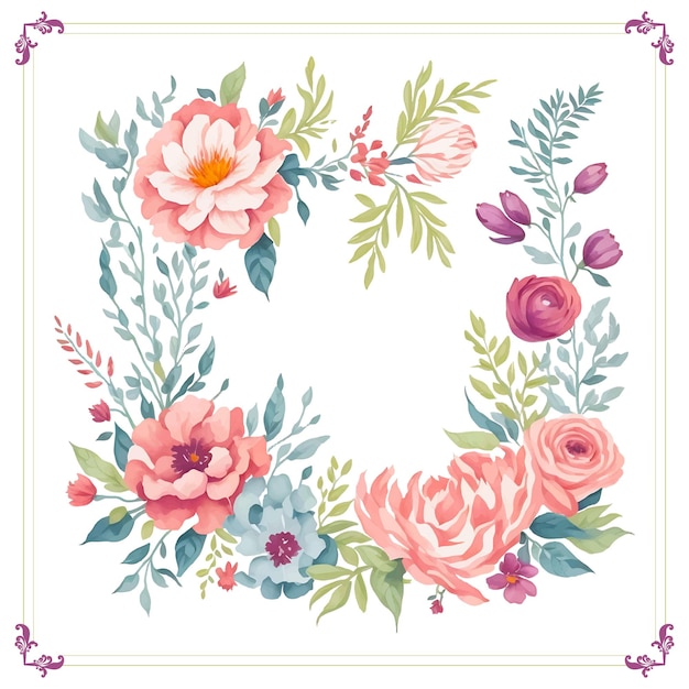 Vector frontera acuarela flores de rosa fondo con espacio para el texto diseño de boda generativo