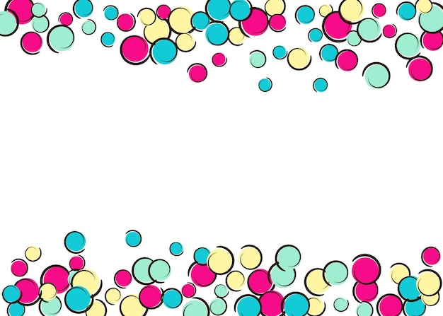Frontera de arte pop con confeti de lunares cómicos.