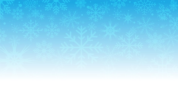 Frontera de copo de nieve de invierno sobre fondo azul para decoración festiva para Año Nuevo y Navidad