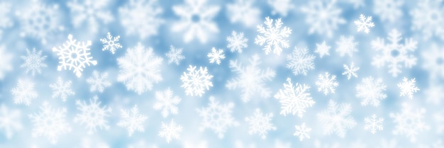 Frontera de copos de nieve bandera de invierno vector de fondo de Navidad