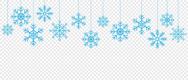 Frontera sin costuras de copo de nieve simple copo de Nieve colgante Decoraciones de copo De Nieve colgadas Tema de vacaciones de invierno Ilustración vectorial