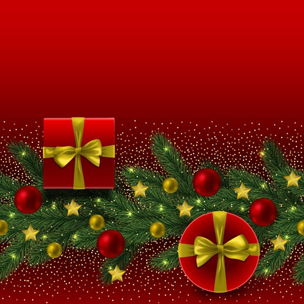 Frontera sin costuras de Navidad y año nuevo con juguetes de regalos de brillo Repita el patrón de vacaciones de invierno
