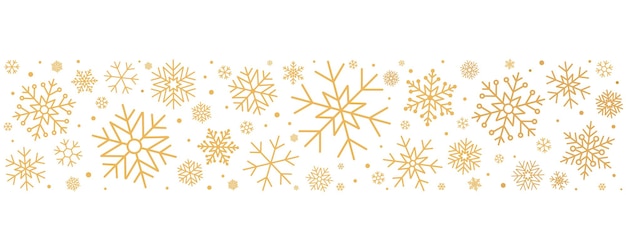 Frontera creativa de copos de nieve dorados para la decoración navideña