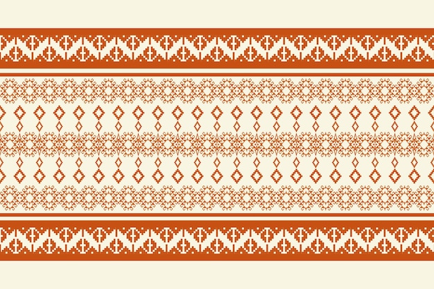 Frontera étnica decorativa con patrón de píxeles de ornamento geométrico