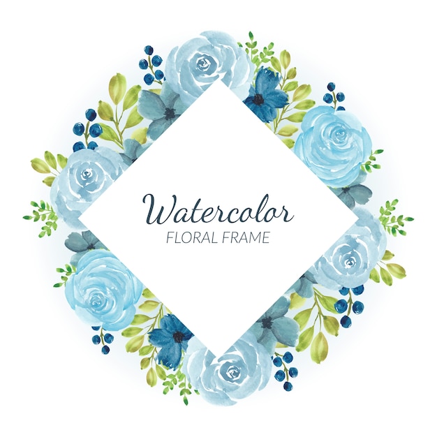 Vector frontera floral rosa azul acuarela