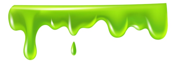 Frontera de glu verde de dibujos animados goteo de moco pegajoso aislado sobre fondo blanco
