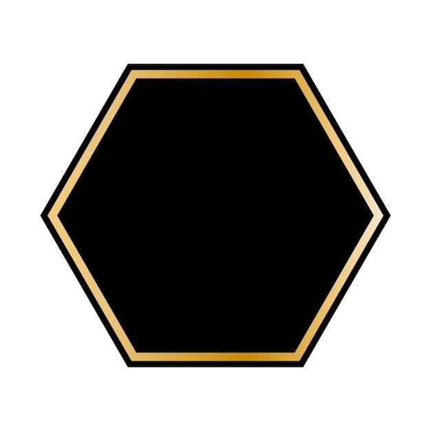 Frontera hexagonal dorada adornada con fondo negro