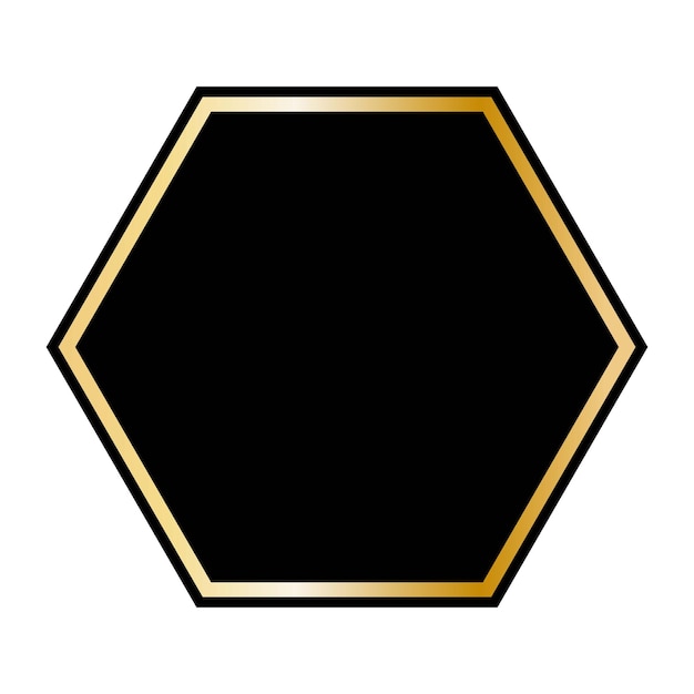 Frontera hexagonal dorada adornada con fondo negro