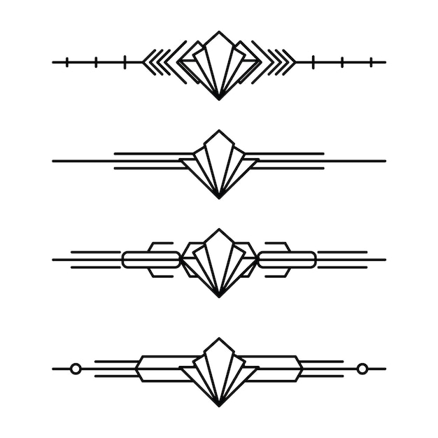 Frontera de línea Art Deco Marcos de oro árabes modernos Líneas decorativas Fronteras y elementos de diseño vectorial de marco de etiqueta de oro geométrico