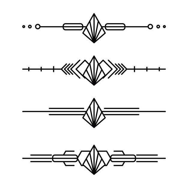 Frontera de línea Art Deco Marcos de oro árabes modernos Líneas decorativas Fronteras y elementos de diseño vectorial de marco de etiqueta de oro geométrico
