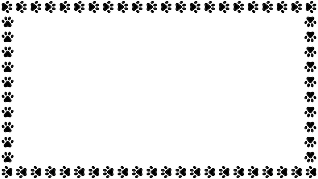 Vector frontera del marco con impresión de pata de gato