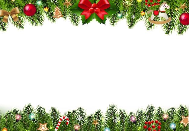 Frontera de Navidad Fondo blanco aislado con ilustración vectorial de malla degradada
