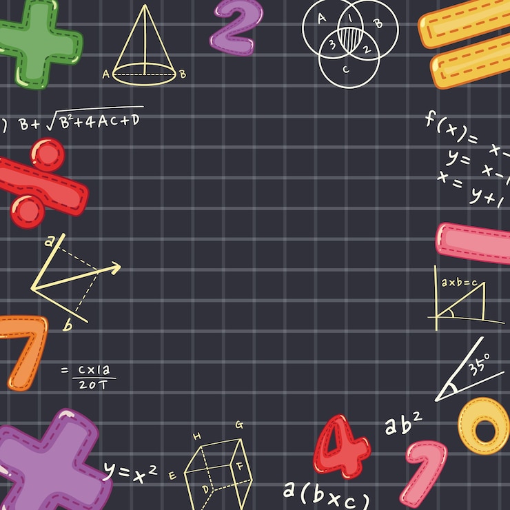 Vector frontera de objetos matemáticos doodle