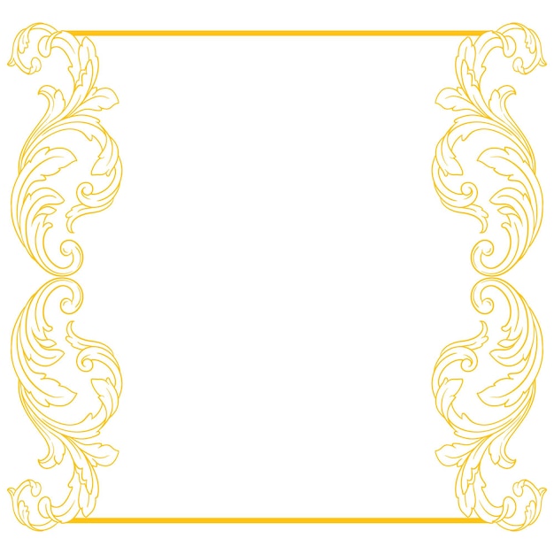 Frontera de oro o marco decorativo de filigrana elemento de caligrafía en estilo barroco vintage y retro