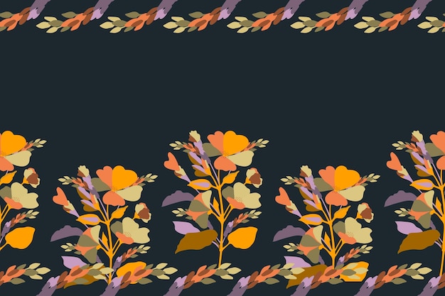 Frontera de patrones sin fisuras florales vectoriales Diseño panorámico horizontal con flores de colores
