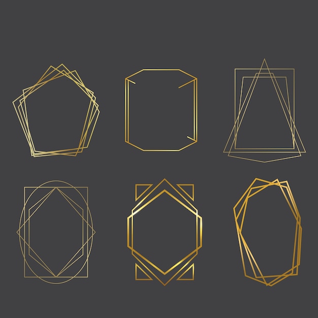 Fronteras geométricas de bodas Vector png colección de oro plata bronce y oro rosa lujo polyg