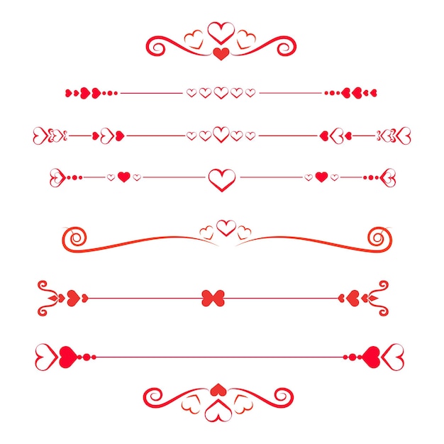 Fronteras románticas de corazón rojo Elementos de diseño del día de San Valentín