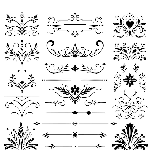 Fronteras vintage caligrafía y márgenes de página vectorial Barroco clásico Filigrea Decoración Ornamento