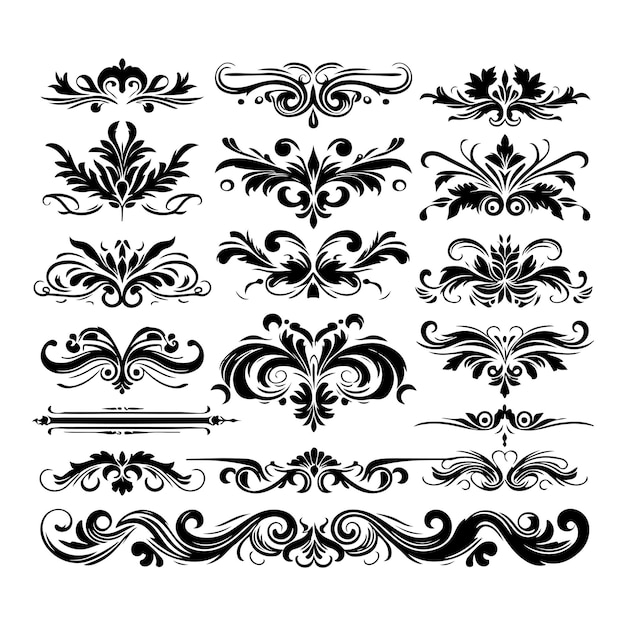 Fronteras vintage caligrafía y márgenes de página vectorial Barroco clásico Filigrea Decoración Ornamento