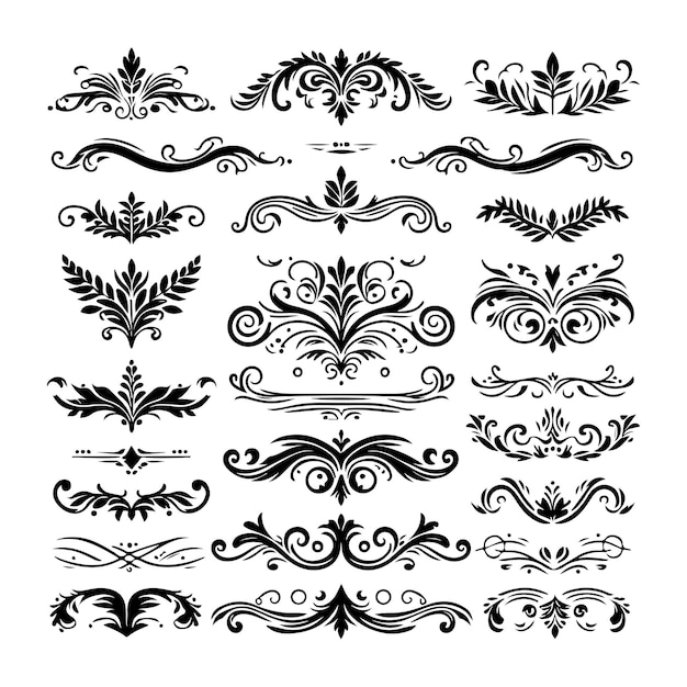 Fronteras vintage caligrafía y márgenes de página vectorial Barroco clásico Filigrea Decoración Ornamento