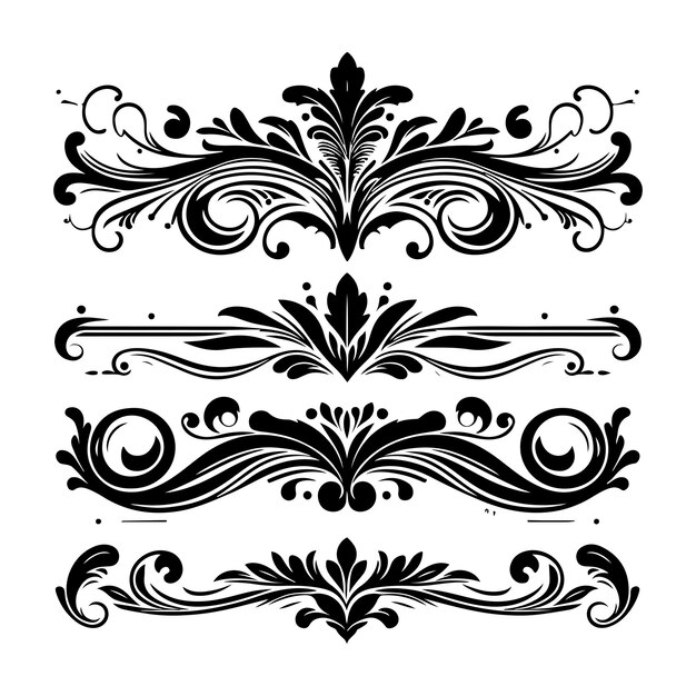 Fronteras vintage caligrafía y márgenes de página vectorial Barroco clásico Filigrea Decoración Ornamento