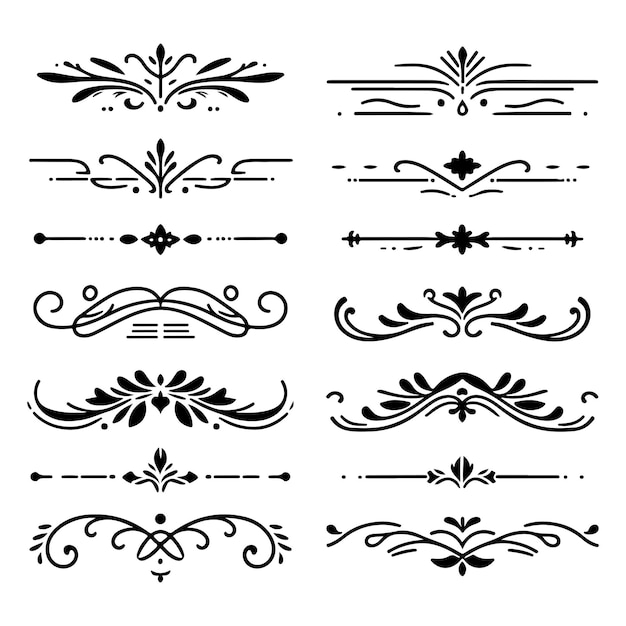 Fronteras vintage caligrafía y márgenes de página vectorial Barroco clásico Filigrea Decoración Ornamento
