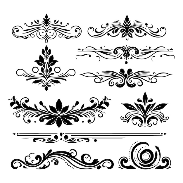 Fronteras vintage caligrafía y márgenes de página vectorial Barroco clásico Filigrea Decoración Ornamento