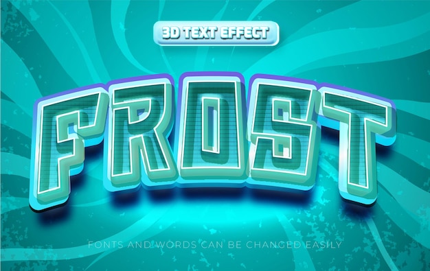 Frost frío estilo de efecto de texto editable en 3D