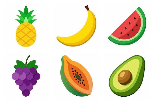 Fruits Flat Design Icon Set Ilustración vectorial de la colección de frutas
