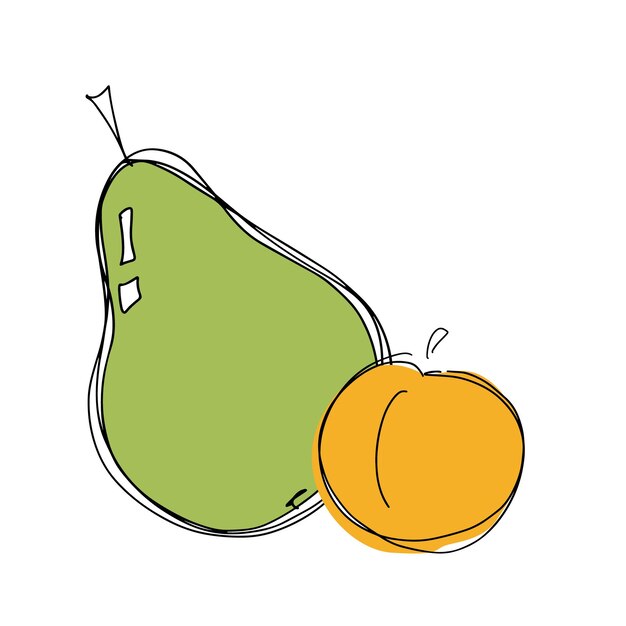 Fruta aislada sobre fondo blanco dibujo minimalista lineal Icono de garabato simple