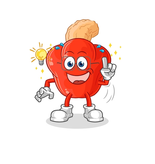 La fruta del anacardo tiene una idea vector de mascota de dibujos animados