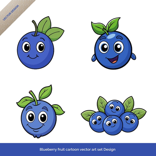 Fruta de arándano de varias formas Diseño de juegos de arte vectorial de dibujos animados