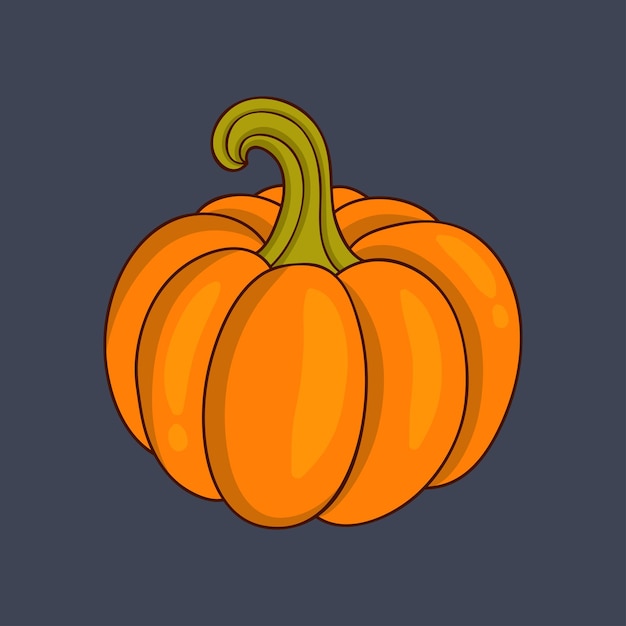 fruta de calabaza con contorno en diseño vectorial plano