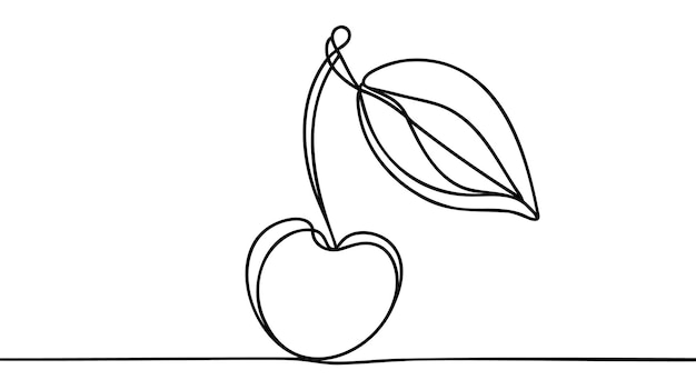 Fruta de cereza en un estilo de dibujo artístico continuo de una línea Minimalista boceto de línea negra sobre fondo blanco