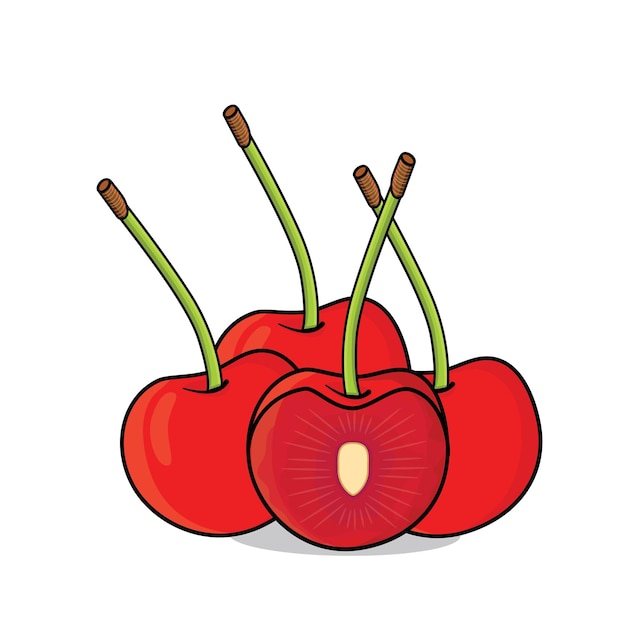 Fruta de cereza Fruto de cereza dulce Icono de cereza roja Vector de cerezas maduras