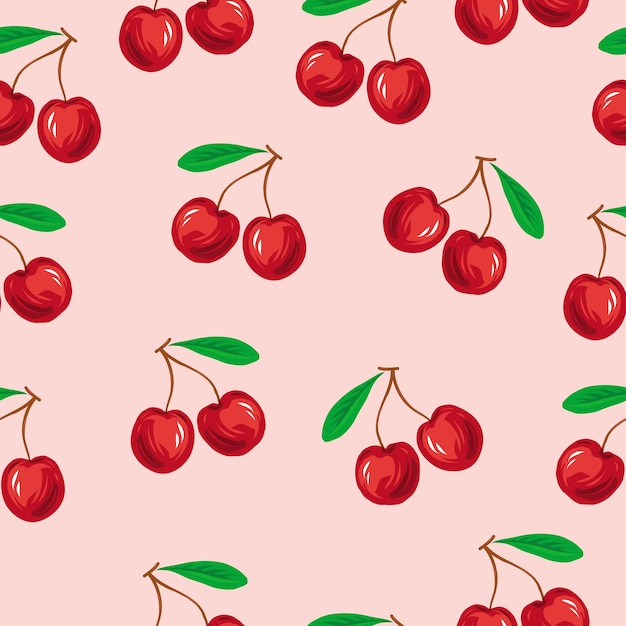 Fruta de cereza de patrones sin fisuras. ilustración vectorial