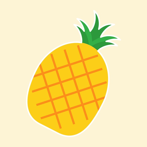 Fruta de dibujos animados de piña en estilo plano Concepto de ilustración vectorial